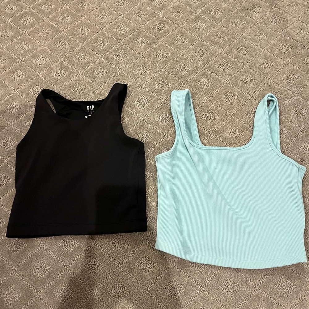 Target Blue and Black Fitted Sleeveless Crop Tank Top